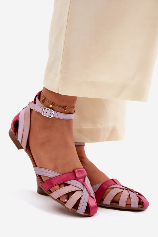 Sandales pour femmes avec talons larges et brides Tai turiciejka P7539-15 rose-violet