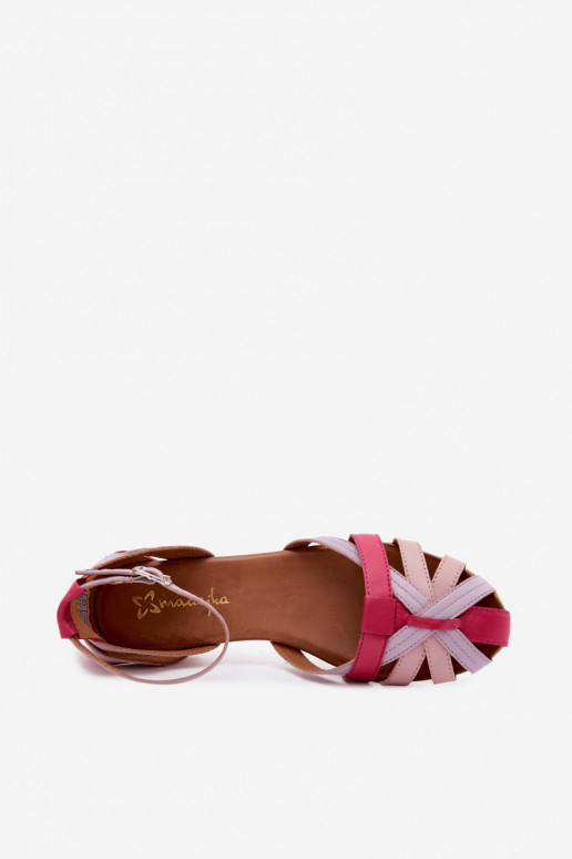 Sandales pour femmes avec talons larges et brides Tai turiciejka P7539-15 rose-violet