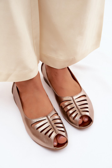 Ballerines ajouréesActivéturalnej Skóry Il fautciejka P7541-32 couleur dorée