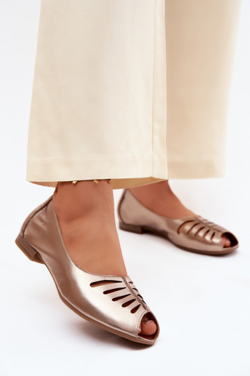 Ballerines ajouréesActivéturalnej Skóry Il fautciejka P7541-32 couleur dorée 2