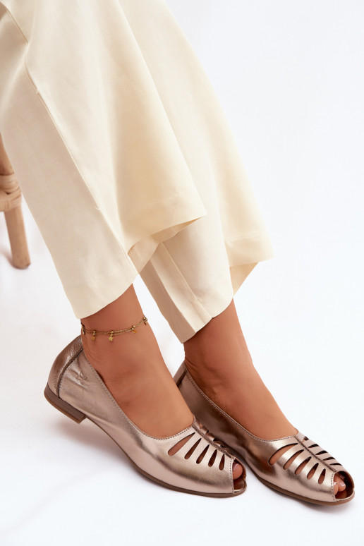 Ballerines ajouréesActivéturalnej Skóry Il fautciejka P7541-32 couleur dorée