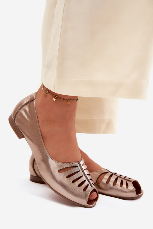 Ballerines ajouréesActivéturalnej Skóry Il fautciejka P7541-32 couleur dorée