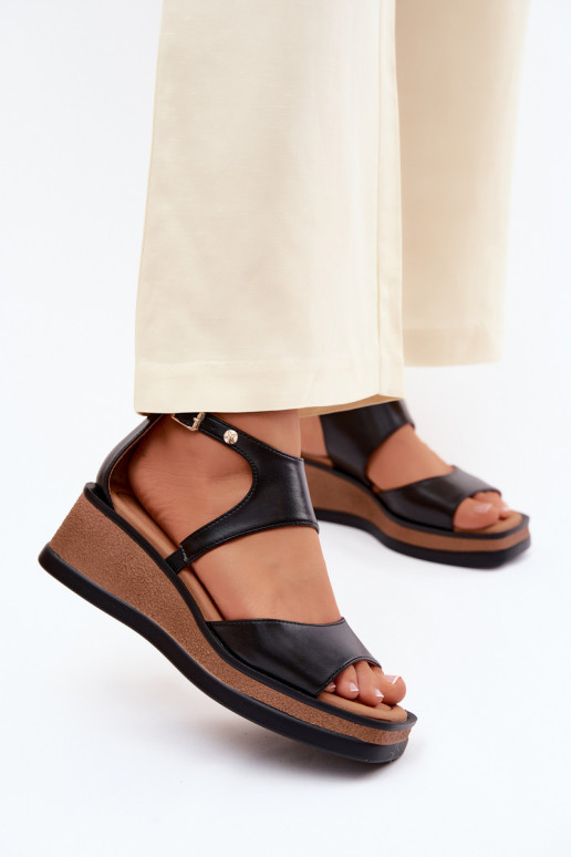 Peau Sandales à plateforme Il fautciejka K7471-01 couleur noire