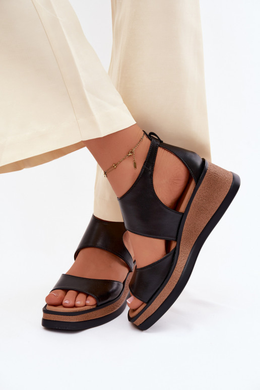 Peau Sandales à plateforme Il fautciejka K7471-01 couleur noire