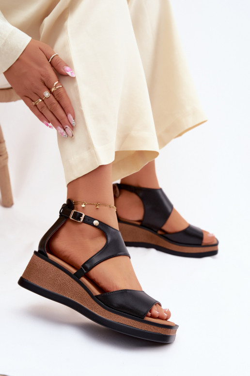 Peau Sandales à plateforme Il fautciejka K7471-01 couleur noire