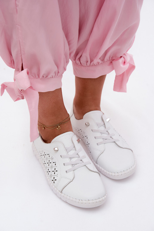 avec des éléments ajourés chaussuresActivéturalnej Skóry couleur blanche Flaria