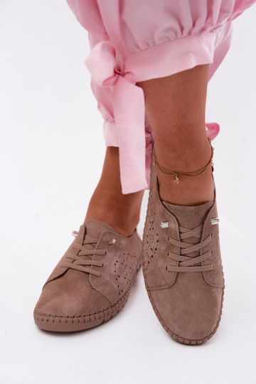 avec des éléments ajourés chaussuresActivéturalnego en daimu beige Flaria 2