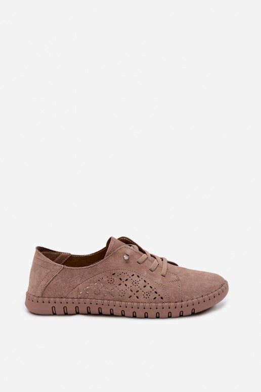 Chaussures avec éléments ajourés en daim synthétique couleur sable Flaria