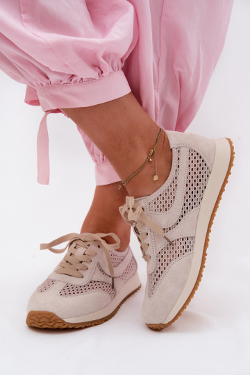Chaussures de sport avec éléments ajourés en daim synthétique couleur ivoire Gelina 2