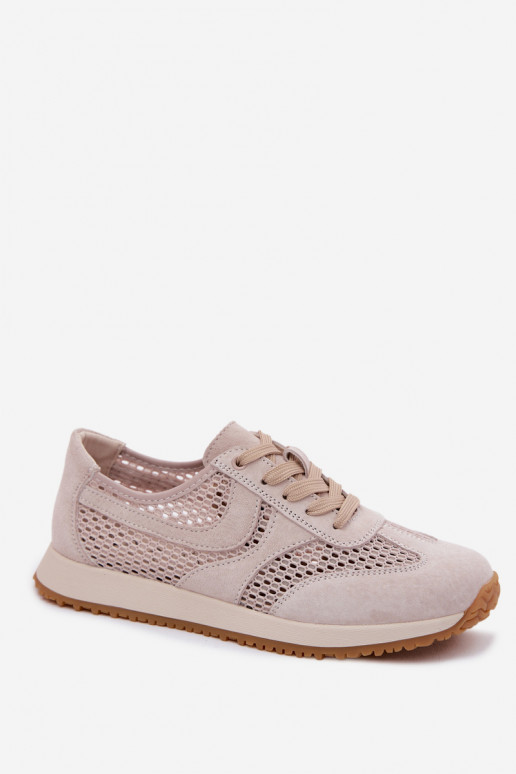 Chaussures de sport avec éléments ajourés en daim synthétique couleur ivoire Gelina