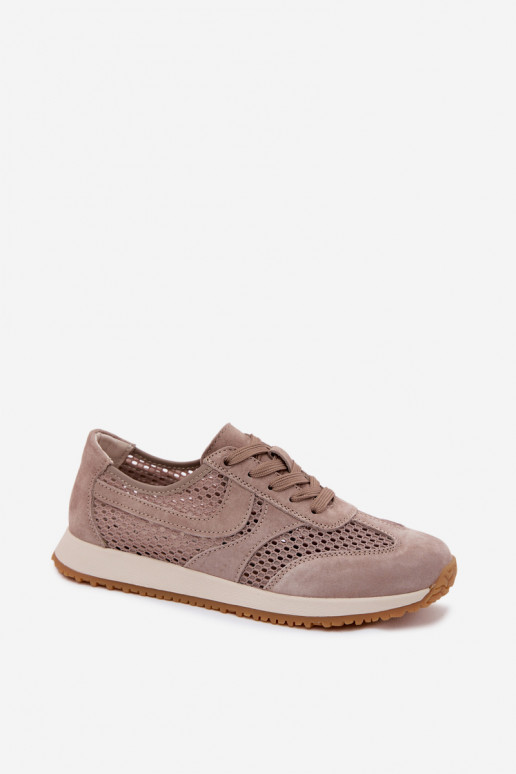 Chaussures de sport avec éléments ajourés en daim synthétique couleur sable Gelina