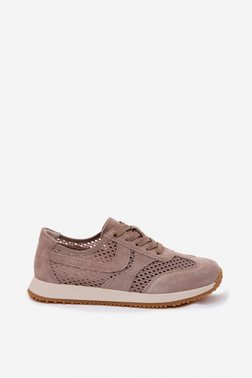 Chaussures de sport avec éléments ajourés en daim synthétique couleur sable Gelina