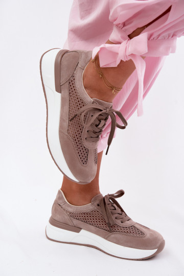 Chaussures de sport en daim synthétique sur plateforme couleur sable Norisa