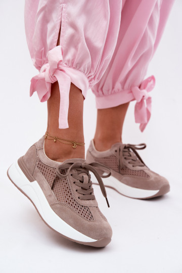 Chaussures de sport en daim synthétique sur plateforme couleur sable Norisa 2