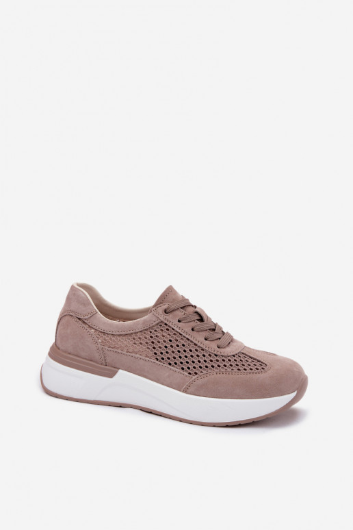 Chaussures de sport en daim synthétique sur plateforme couleur sable Norisa