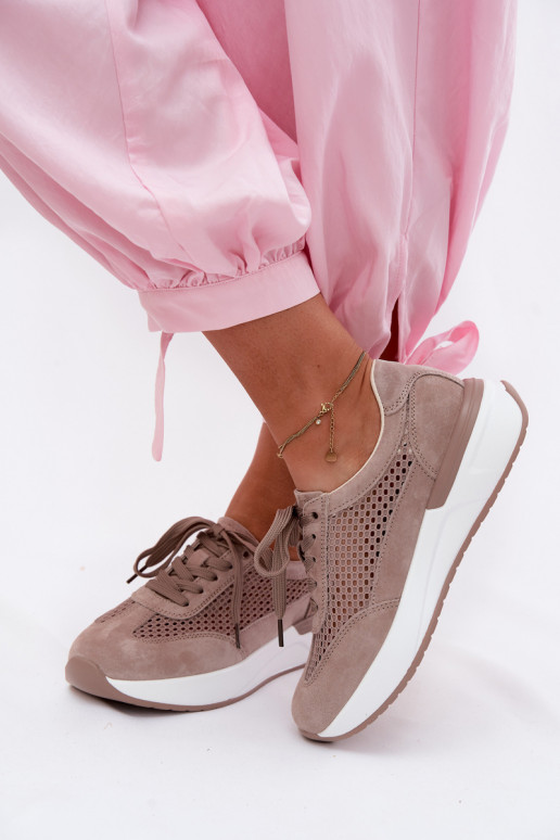Chaussures de sport en daim synthétique sur plateforme couleur sable Norisa