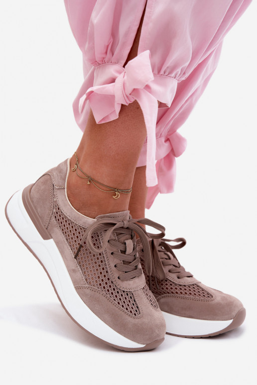 Chaussures de sport en daim synthétique sur plateforme couleur sable Norisa