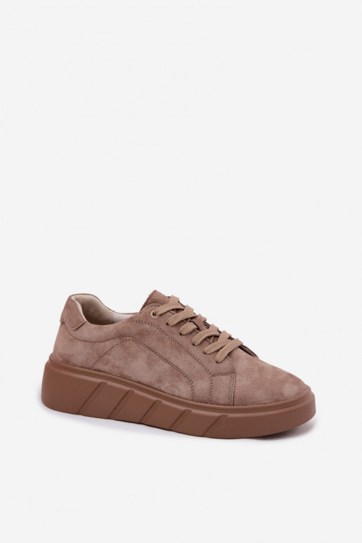 Chaussures de plateforme sportives pour femmes en daim synthétique couleur sable Danida