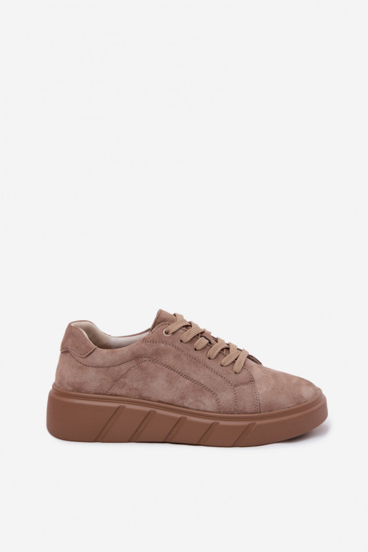 Peau en daim Chaussures modèle baskets Féminin avec une plateforme beige Danida