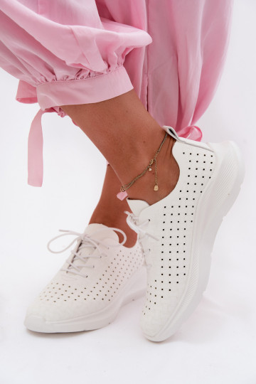 Chaussures ajourées Style sportif Chaussures modèle baskets Féminin couleur blanche Heressa 2