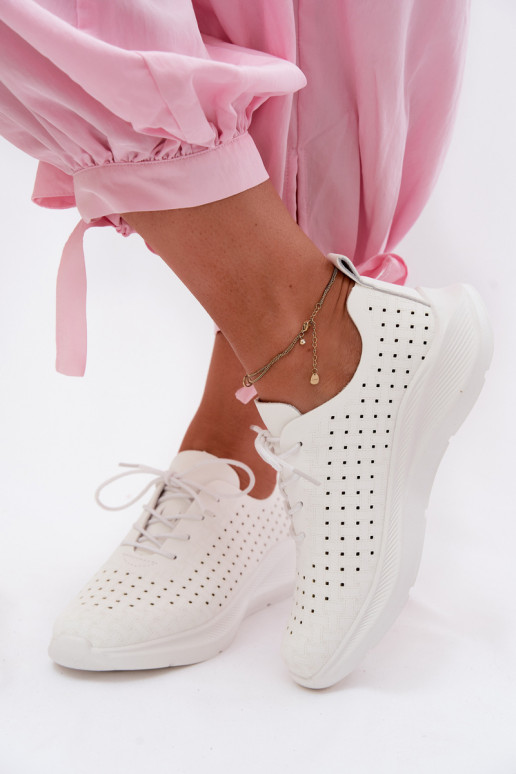 Chaussures ajourées Style sportif Chaussures modèle baskets Féminin couleur blanche Heressa