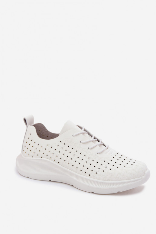 Chaussures ajourées Style sportif Chaussures modèle baskets Féminin couleur blanche Heressa