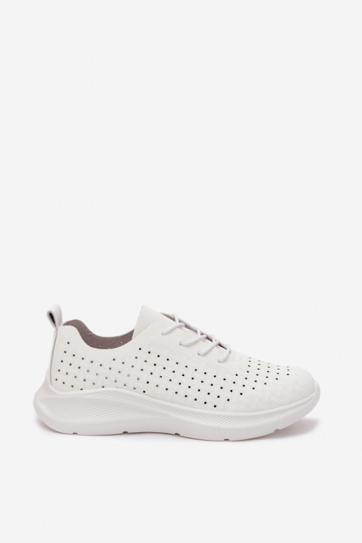 Chaussures de sport à lacets pour femmes en couleur blanche Heressa