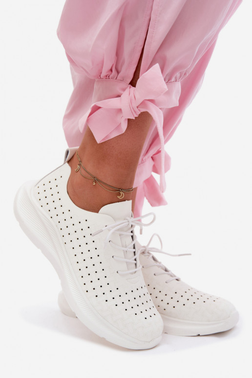 Chaussures de sport à lacets pour femmes en couleur blanche Heressa
