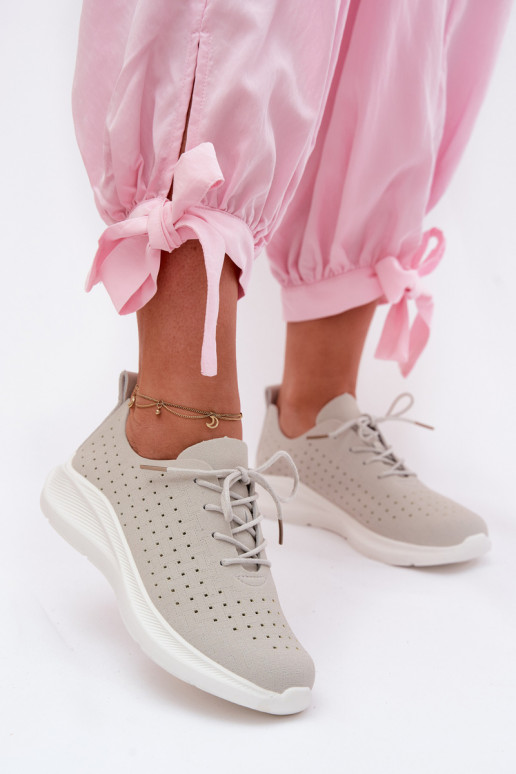 Chaussures ajourées Style sportif Chaussures modèle baskets Féminin couleur grise Heressa