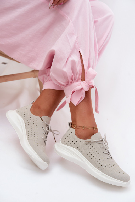 Chaussures ajourées Style sportif Chaussures modèle baskets Féminin couleur grise Heressa