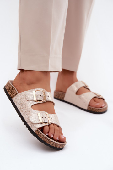 Chaussons pour femmes avec boucles couleur dorée Dobby 2