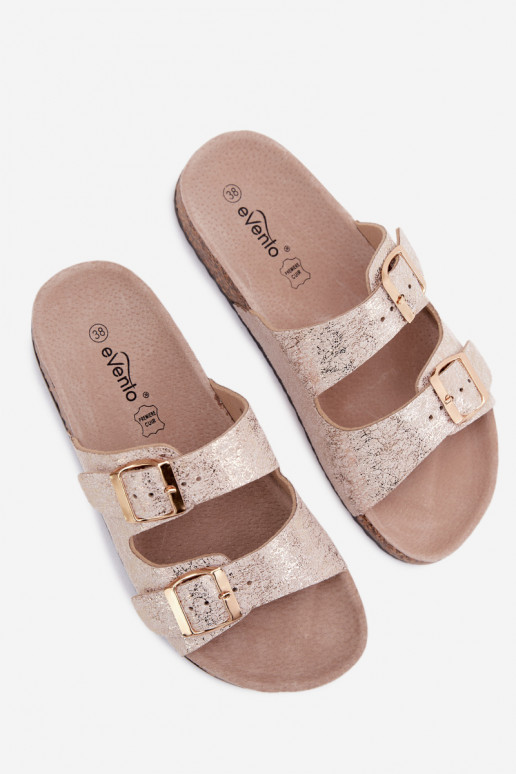 Pantoufles pour femmes avec boucles couleur dorée Dobby