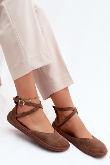 Ballerines en daim Féminin Barefoot avec des bandes Zazoo 320 marron