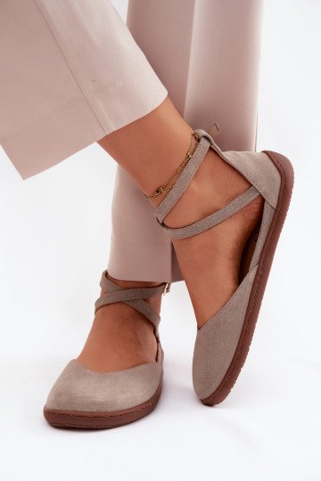 Ballerines en daim Féminin Barefoot avec des bandes Zazoo 320 couleur cappuccino