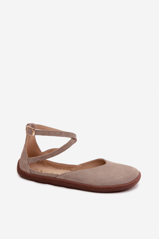Ballerines en daim Féminin Barefoot avec des bandes Zazoo 320 couleur cappuccino