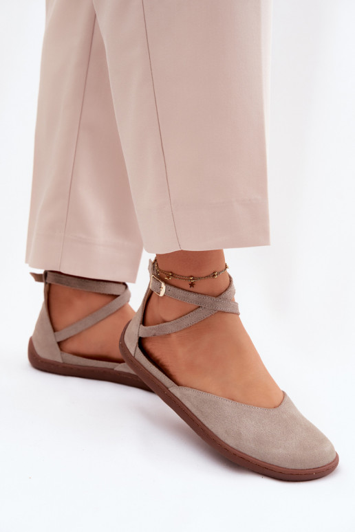 Ballerines en daim Féminin Barefoot avec des bandes Zazoo 320 couleur cappuccino