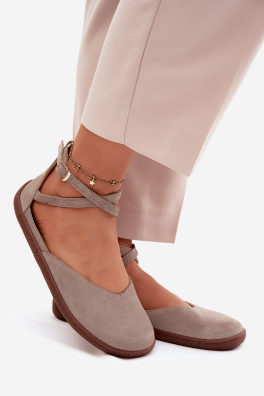 Ballerines en daim Féminin Barefoot avec des bandes Zazoo 320 couleur cappuccino