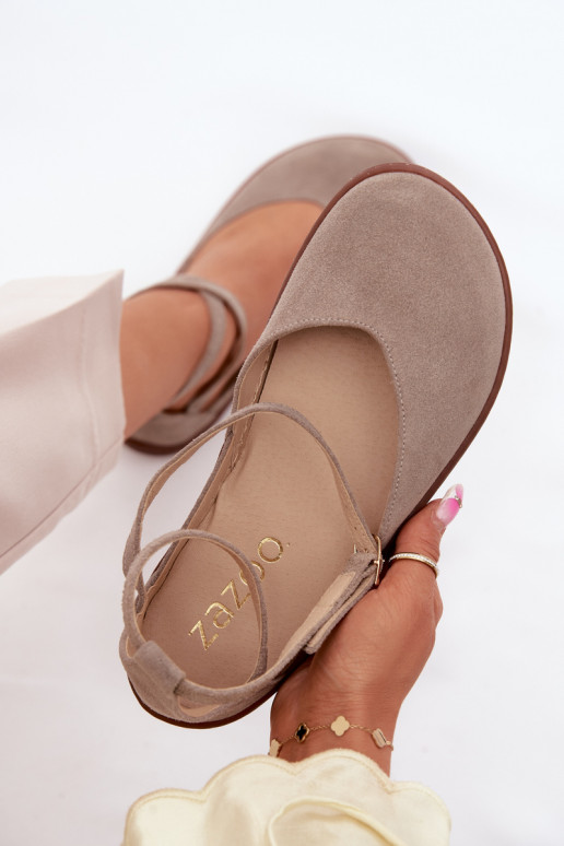 Ballerines en daim Féminin Barefoot avec des bandes Zazoo 320 couleur cappuccino
