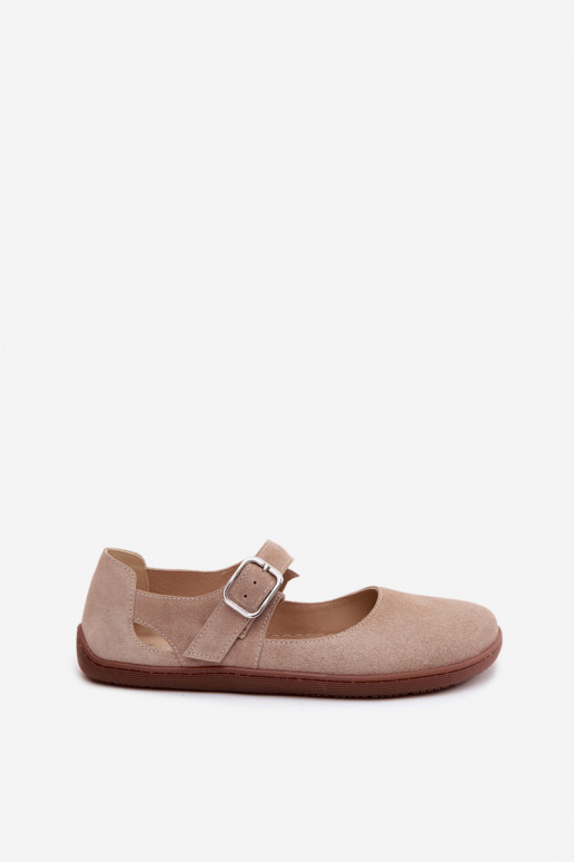 Ballerines en faux daim avec brides Zazoo N1319 couleur sable
