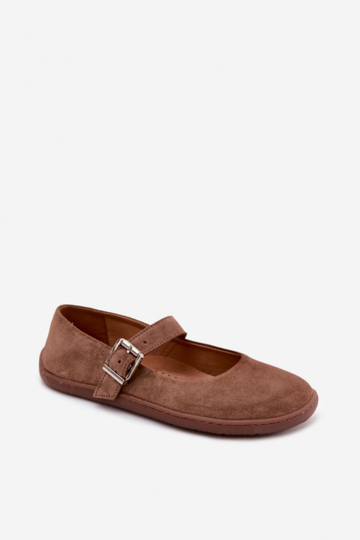 Ballerines Barefoot en simili cuir couleur marron Zazoo 316