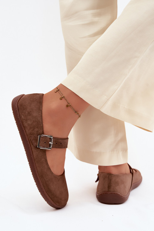 Ballerines Barefoot en simili cuir couleur marron Zazoo 316