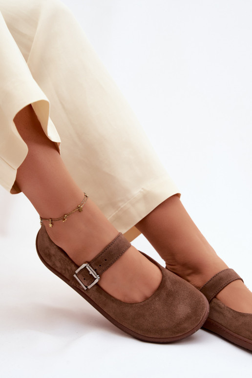 Ballerines Barefoot en simili cuir couleur marron Zazoo 316