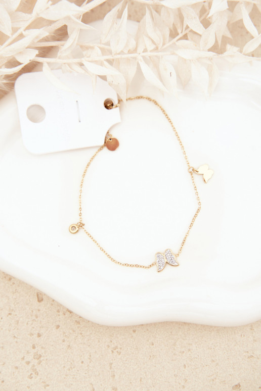 Bracelet de cheville avec papillons couleur or