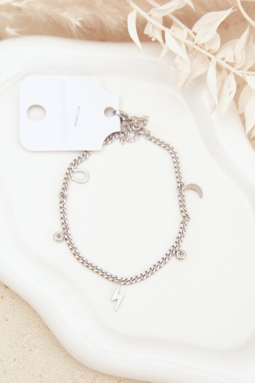 Bracelet de cheville avec charms couleur argent