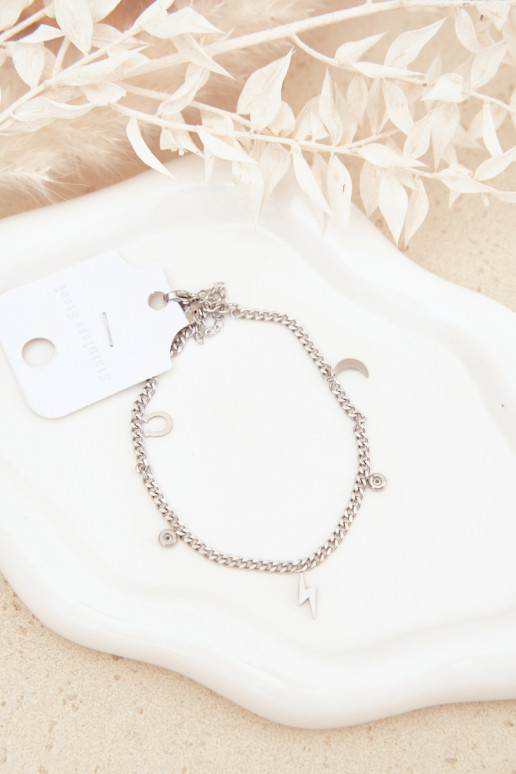Bracelet de cheville avec charms couleur argent