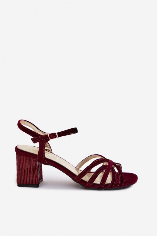 Sandales à talons en velours D&A SR61-0102 bordeaux