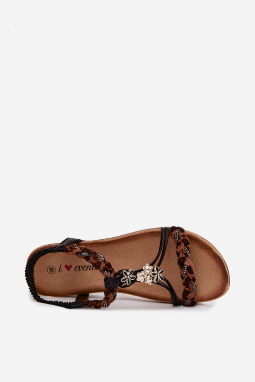 Sandales noires pour femmes avec brides et motifs léopard Nusoreth