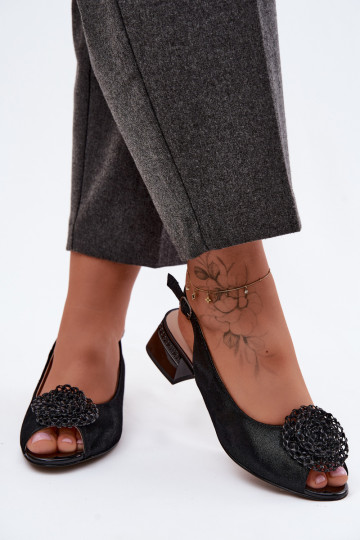Sandales noires pour femmes avec ornements D&A CR61-3030