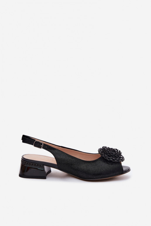 Sandales noires pour femmes avec ornements D&A CR61-3030