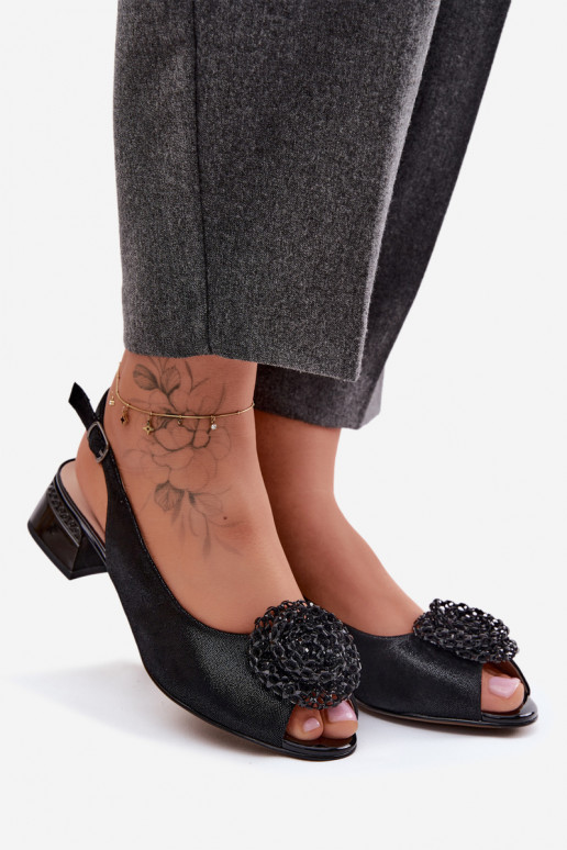 Sandales noires pour femmes avec ornements D&A CR61-3030